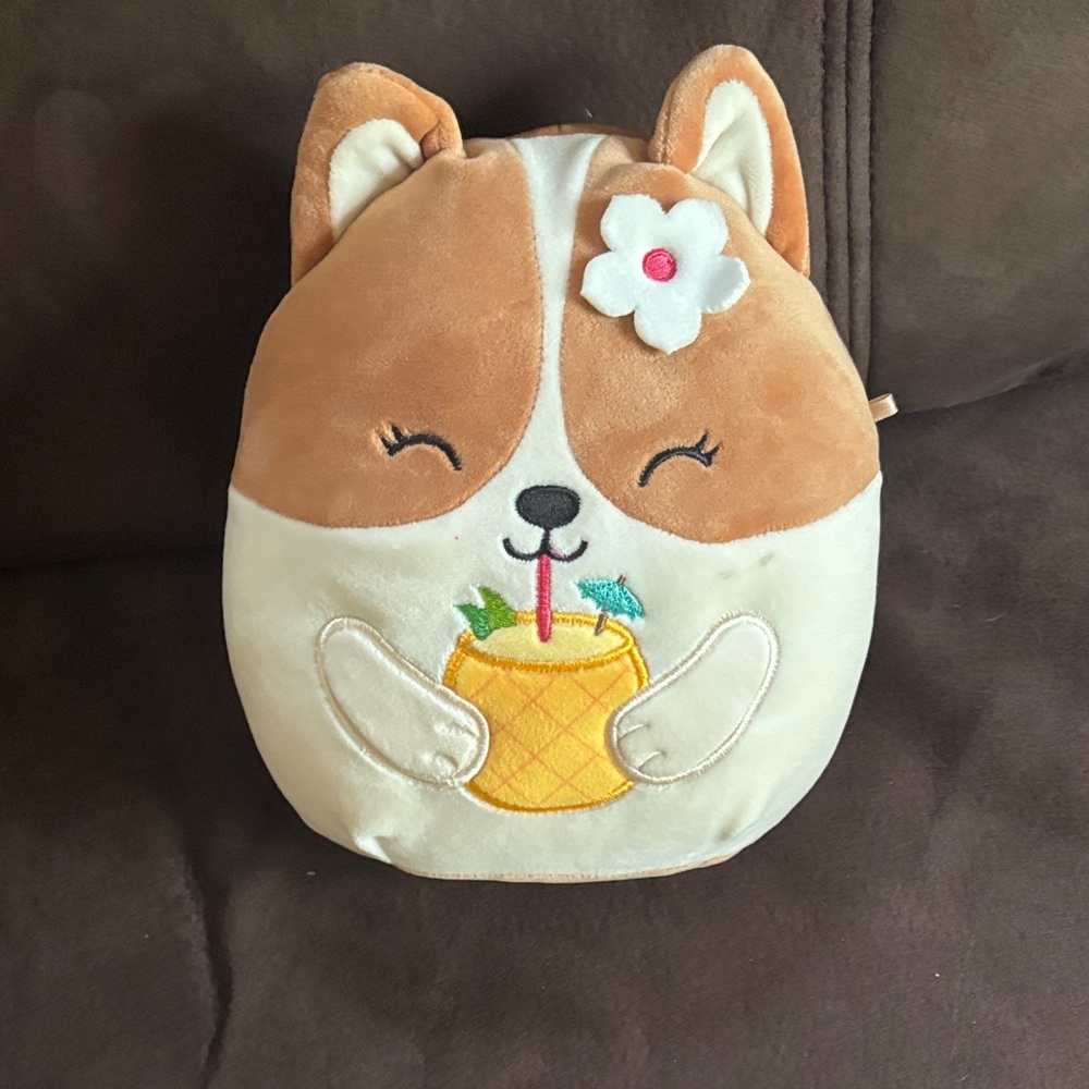 Squishmallows Tan and Cream Dog with Flower